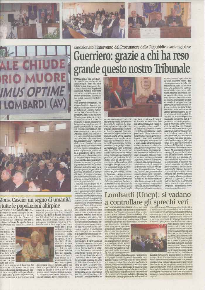 150 anni, Tribunale, Sant Angelo, Corriere Irpinia 