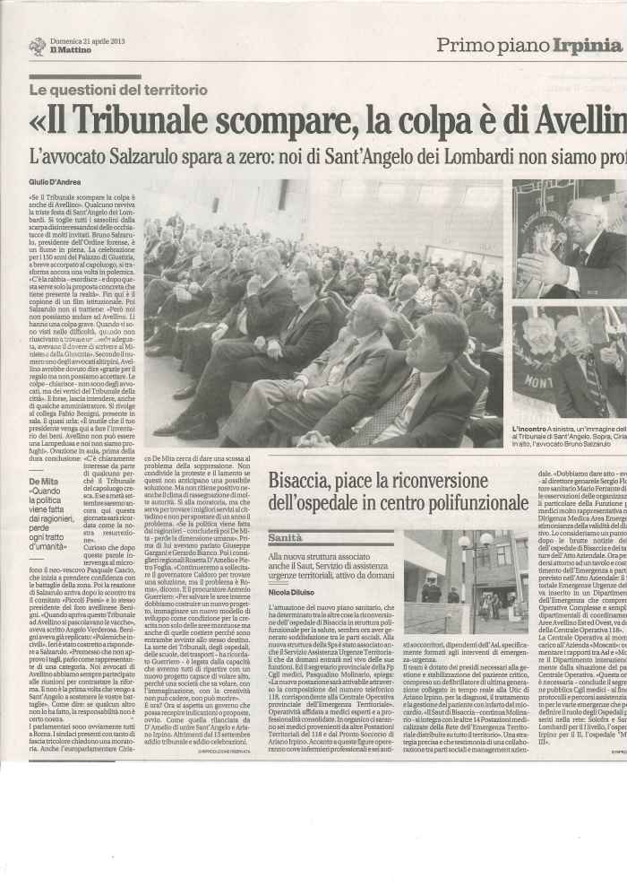 150 anni, Tribunale, Sant Angelo, Il Mattino