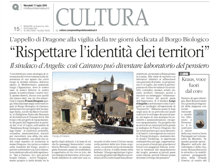 Il Quotidiano del Sud 11 7 2018 Rispettare l identita dei territori